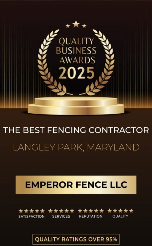 Award for the best fencing contractor in Langley Park, Maryland issued by the Quality Business Awards in 2025